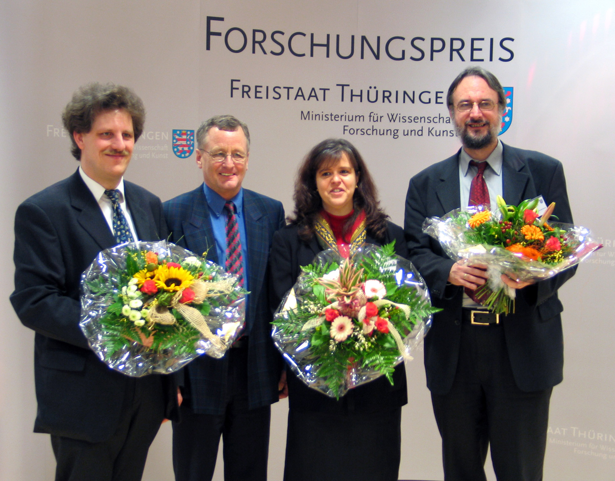 Die Preisträger des Forschungspreises: Prof. Thomas Sporer, Diemer de Vries, Dr. Sandra Brix und Prof. Karlheinz Brandenburg.