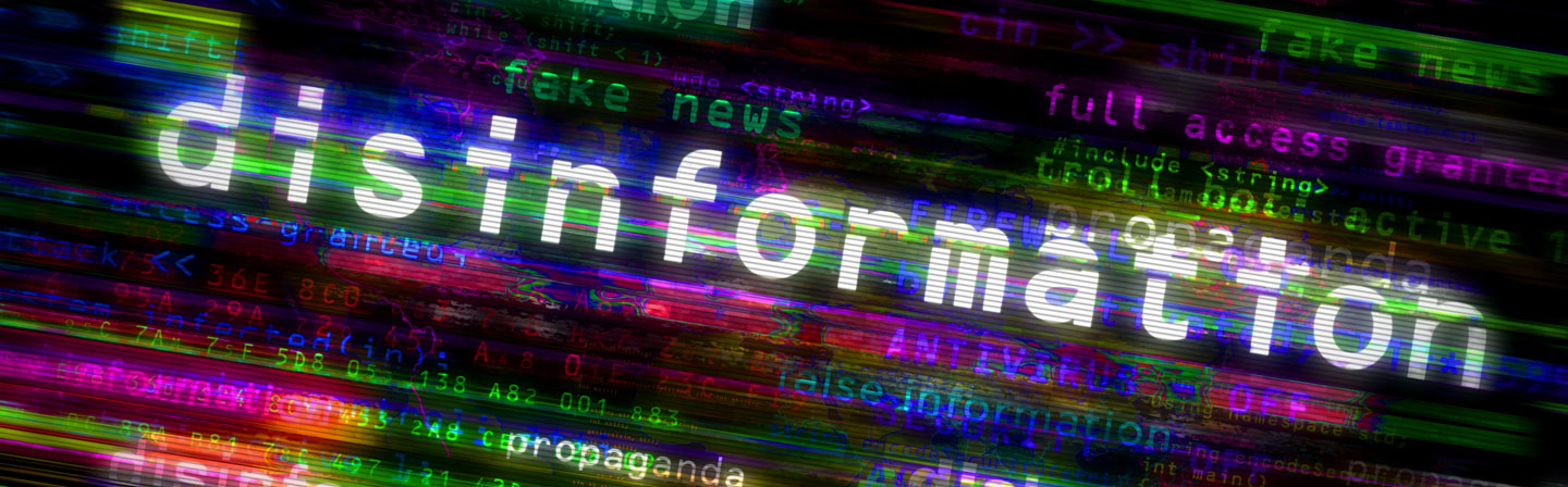 disinformation writing on screen